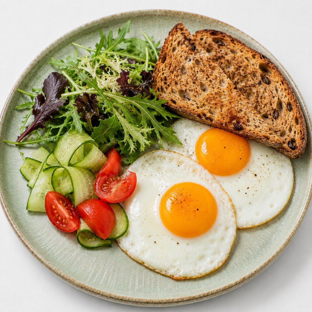 Klasszikus tükörtojásos reggelizőtál avantgard Brunch