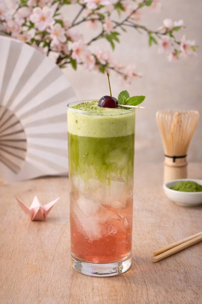 Sakura Matcha Spritz – Signature cocktail avantgard rooftop bar